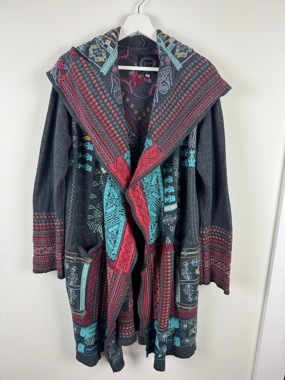 Johnny Was Biya Embroidered Cardigan Coat M